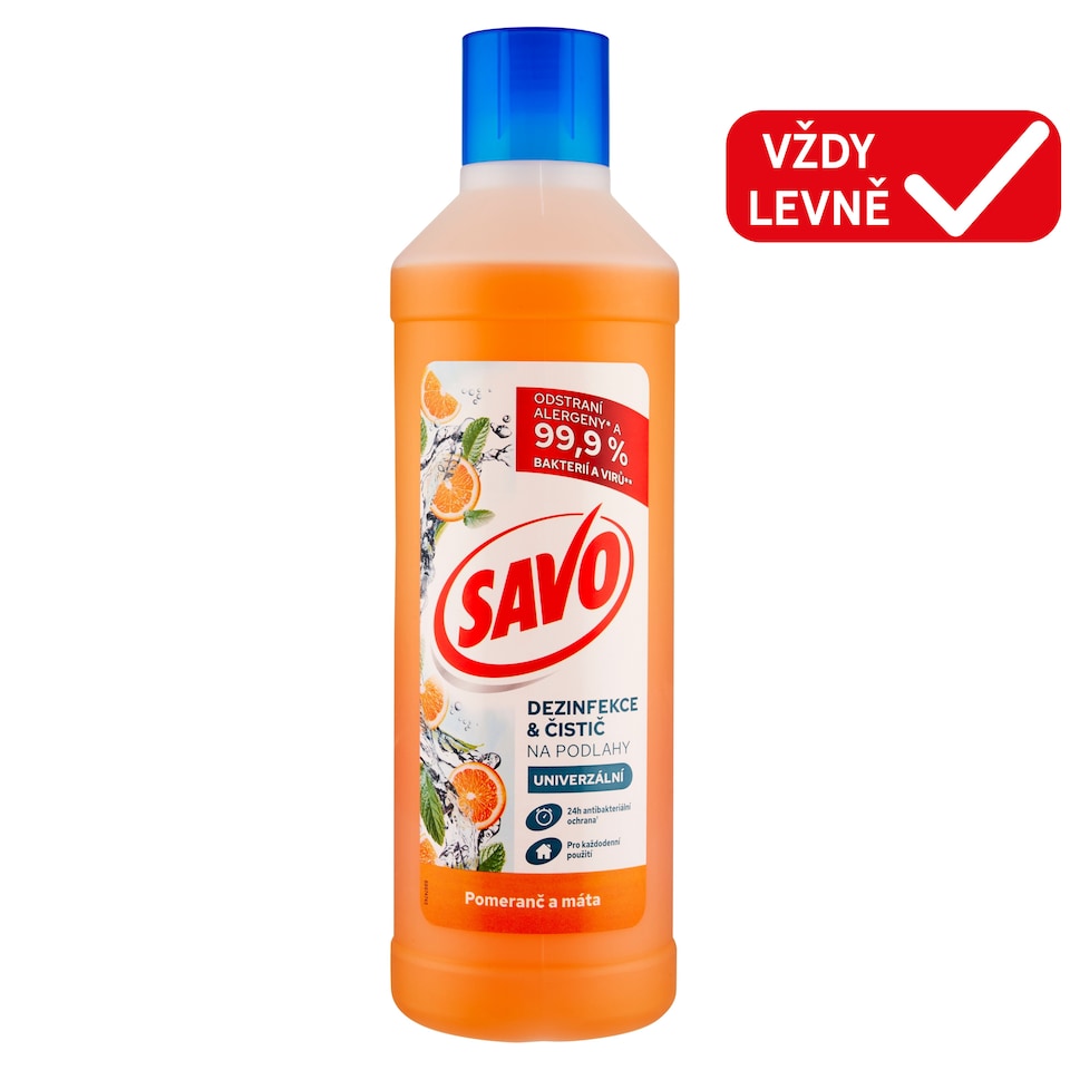 Obrázek 1 pro produkt Savo dezinfekce a čistič na podlahy pomeranč a máta 1l
