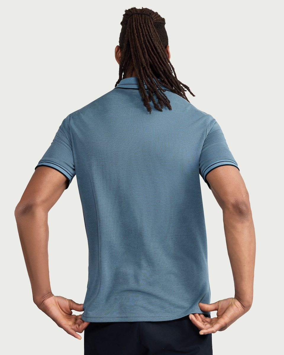 image 1 of F&F Modal Rich Textured Polo Shirt in Blue
