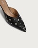 image 3 of SACHA Eyelet Detail Pointed Toe Heeled Mules in Black