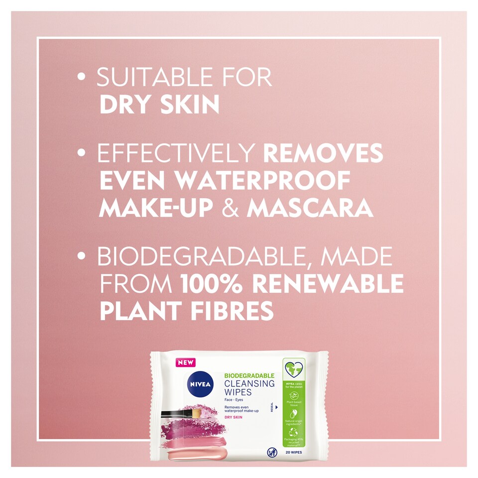 image 1 of Nivea Biodegradable Gentle Cleansing 20 Face Wipes