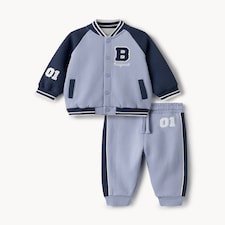 F&F Baby 2-Piece Cotton Rich Varsity Set in Navy