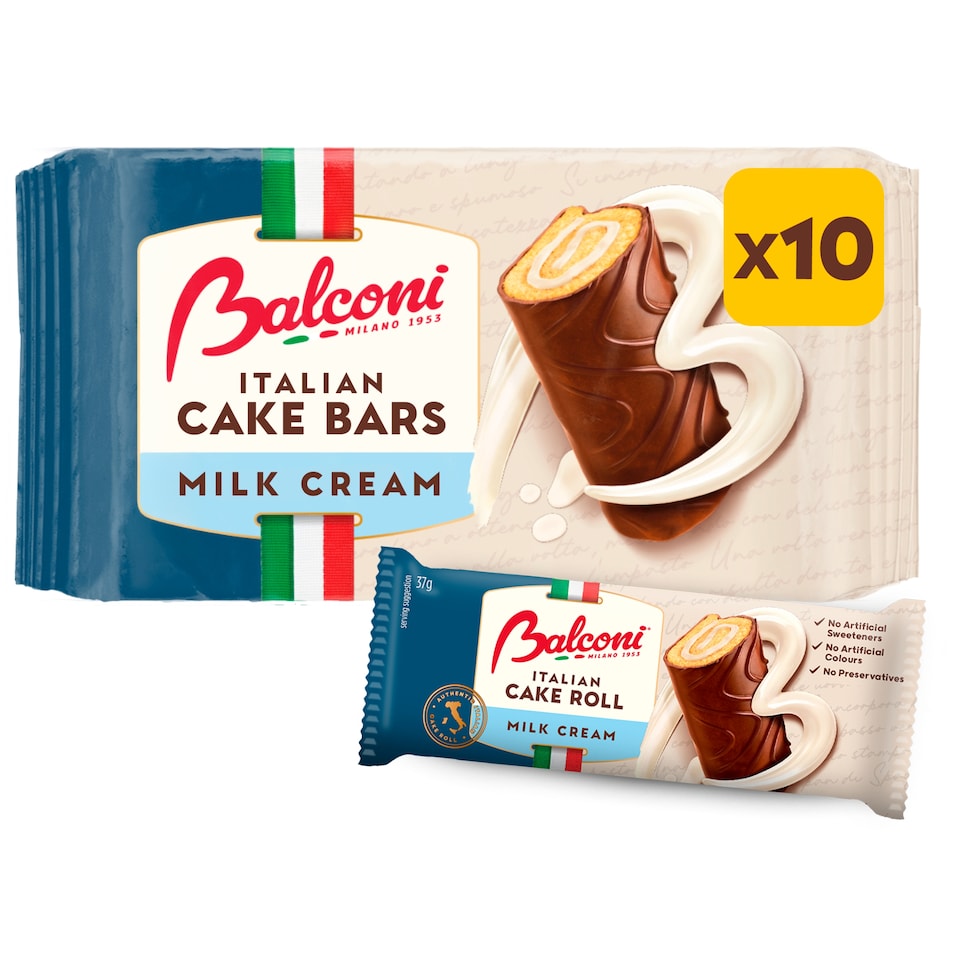 Balconi 10 Italian Cake Rolls Milk Cream 37G