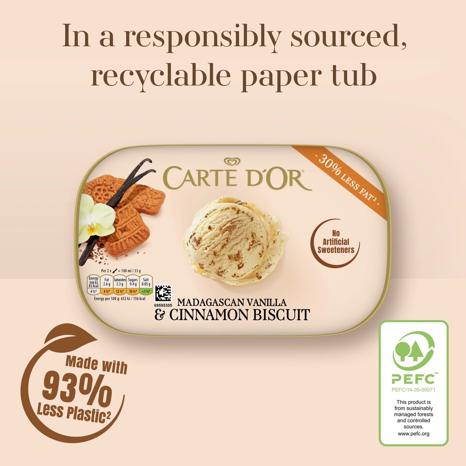 image 1 of Carte D'or Madagascan Vanilla & Cinnamon Biscuit Ice Cream Tub 900ml