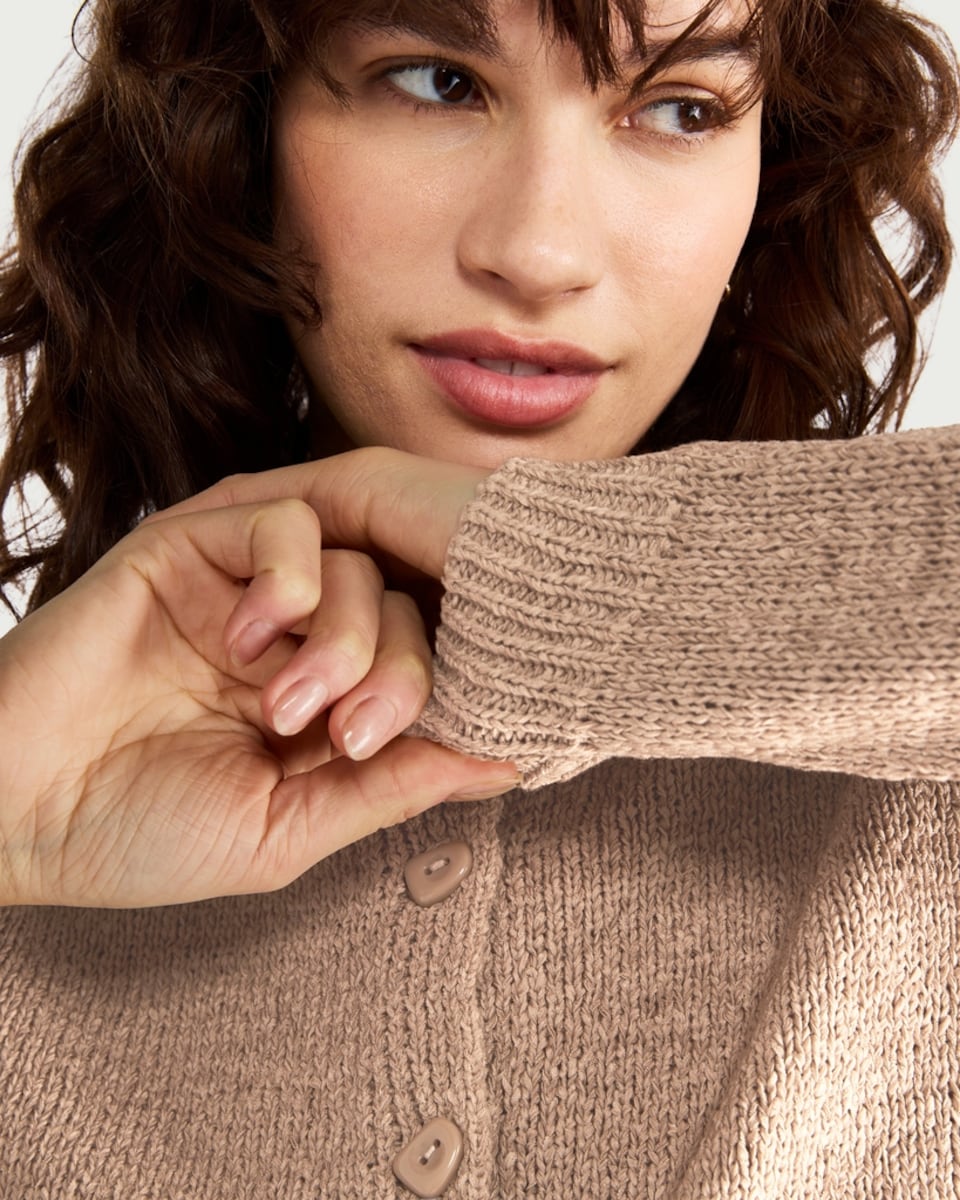 image 1 of F&F Knitted Button Front Cardigan in Neutral