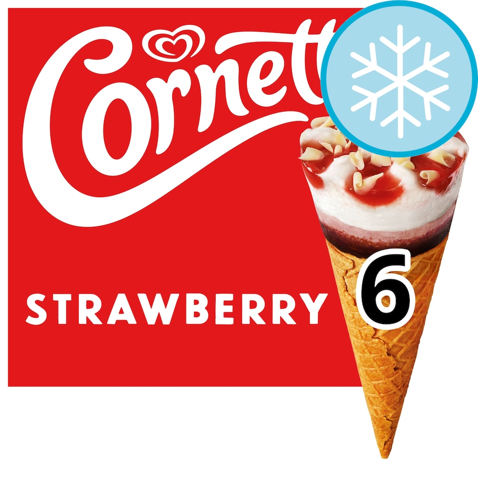 image 1 of Cornetto Strawberry Ice Cream Cones 6x90ml