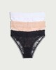 image 1 of F&F 3-Pack Lace Trim Brazilian Knickers in Multi