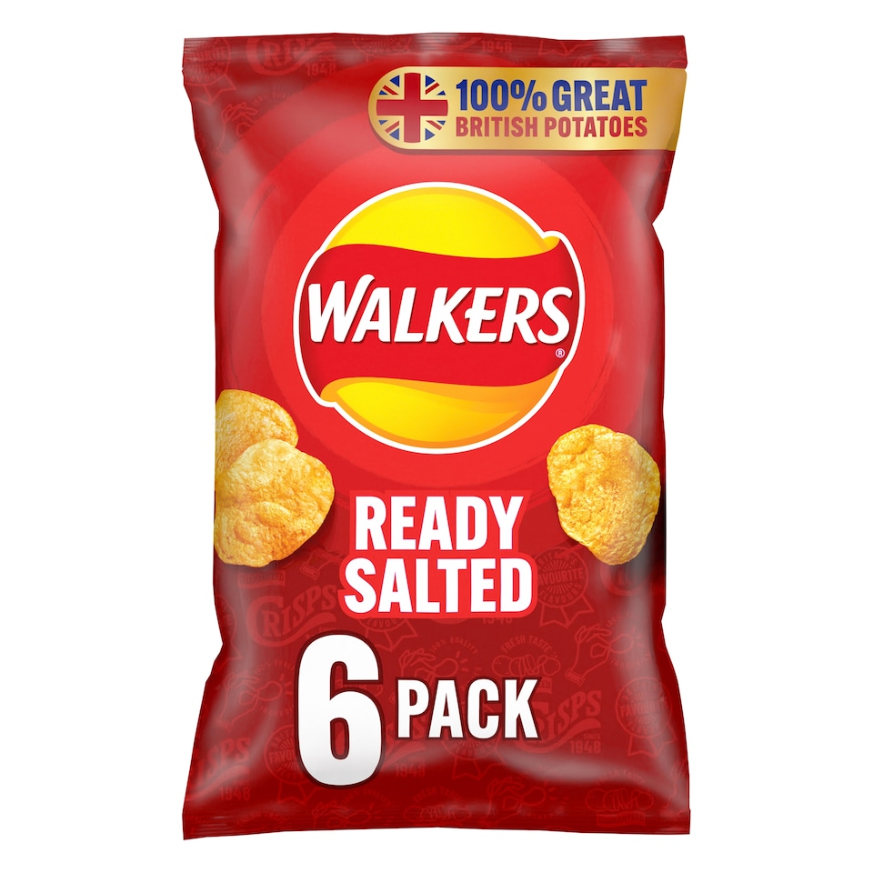 image 1 of Walkers Ready Salted Crisps Multipack 6x25g