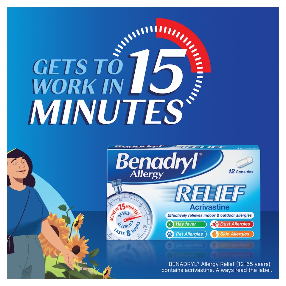 image 1 of Benadryl Allergy Relief Capsules 12s