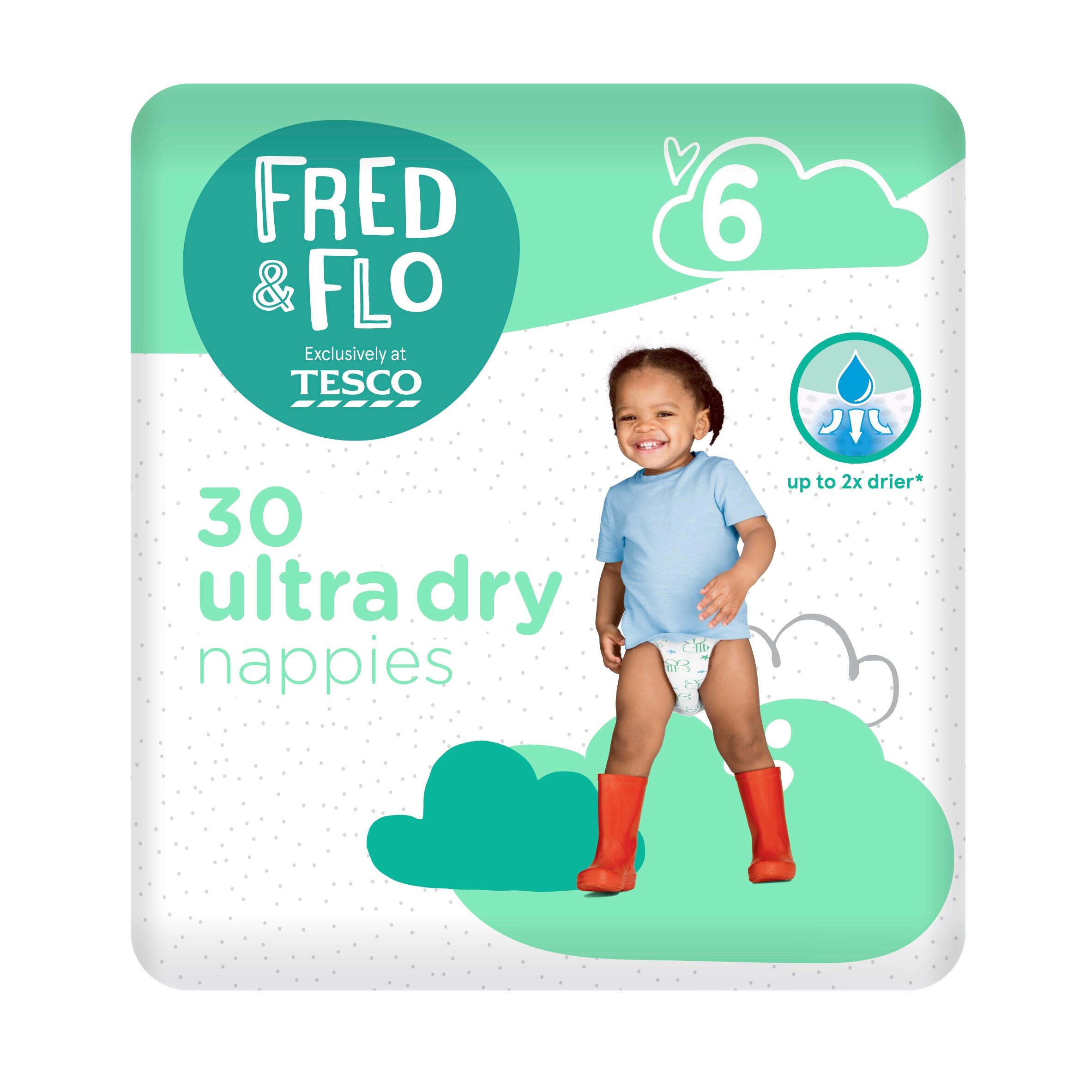 Fred \u0026 Flo 30 Ultra Dry Nappies Size 6 