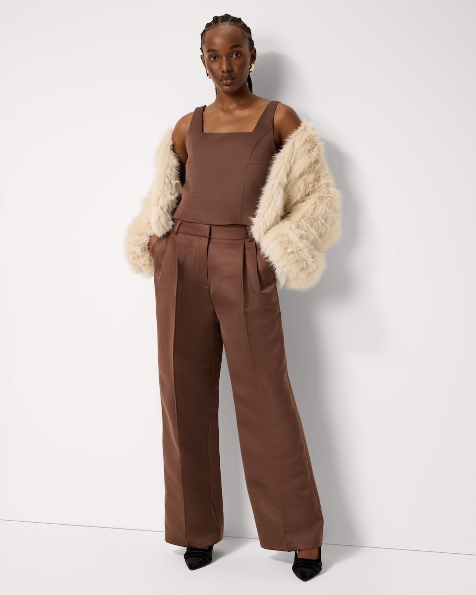 image 1 of F&F Satin Co-ord Top in Brown