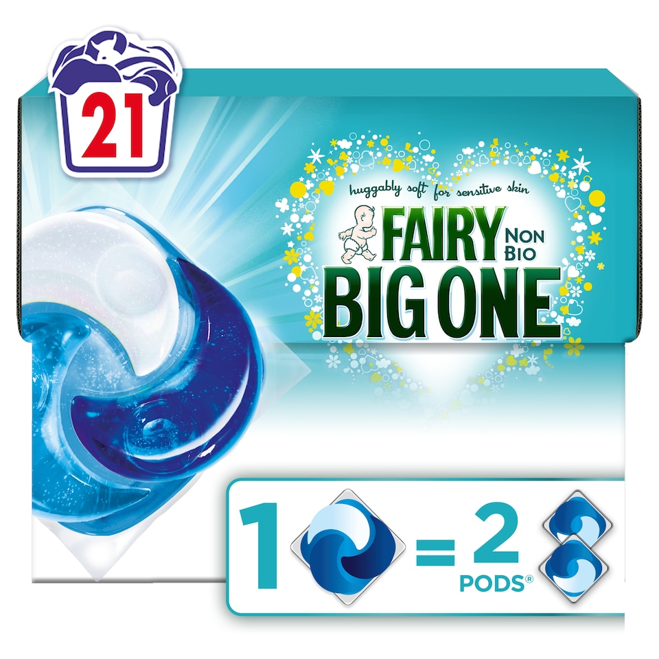 image 1 of Fairy Non Bio Big One Washing Liquid Pods 21 washes 833.7g