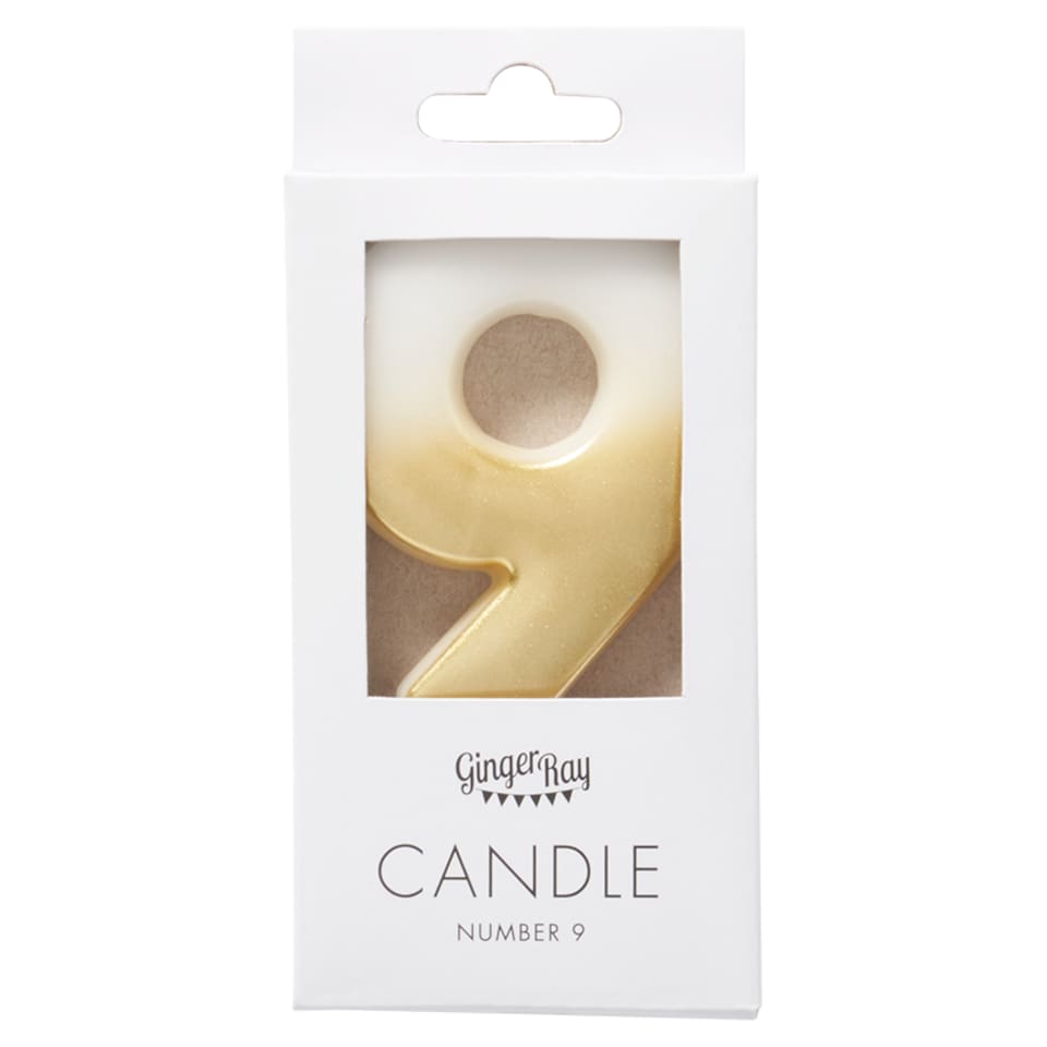 image 1 of Ginger Ray Shimmer Gold Number 9 Candle