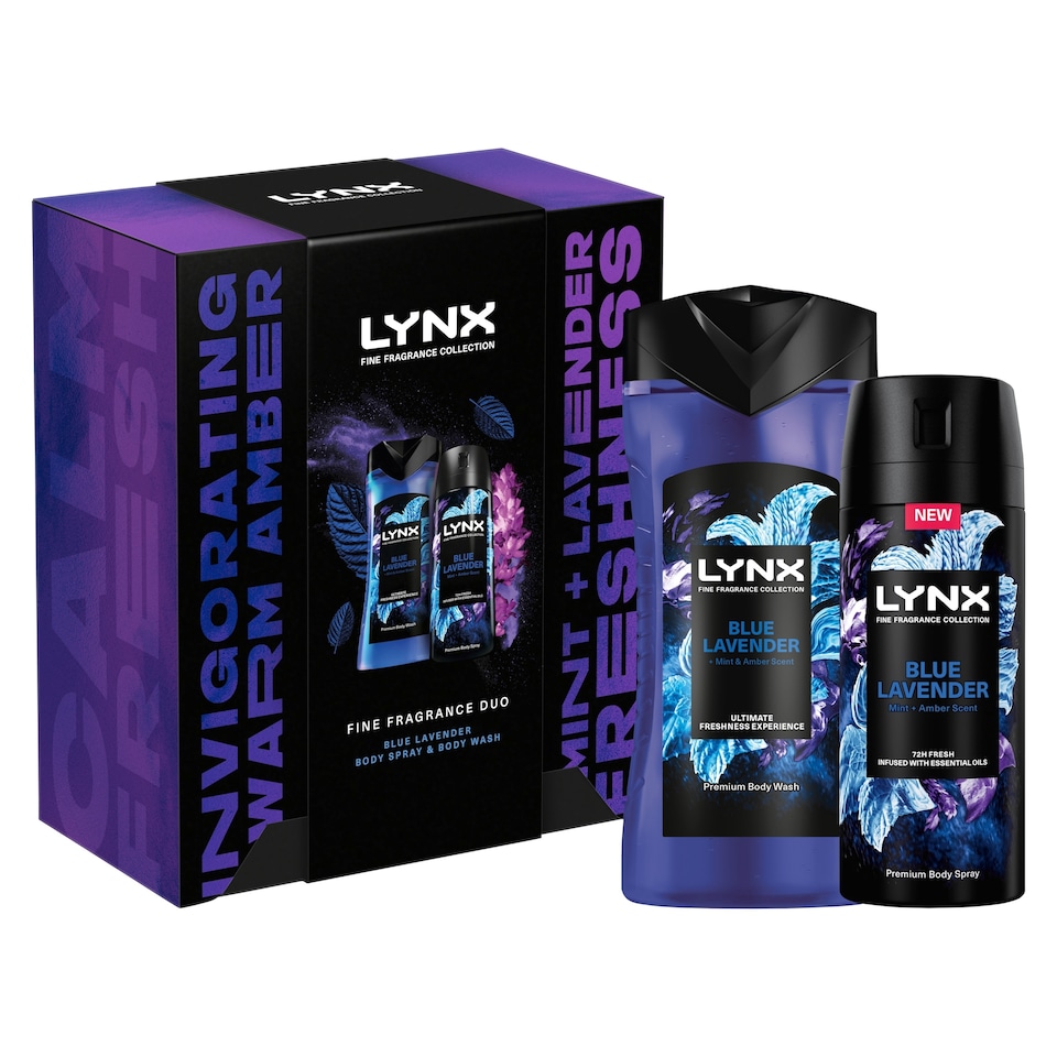image 1 of Lynx Fine Fragrance Duo Blue Lavender Bodyspray & Bodywash Gift Set