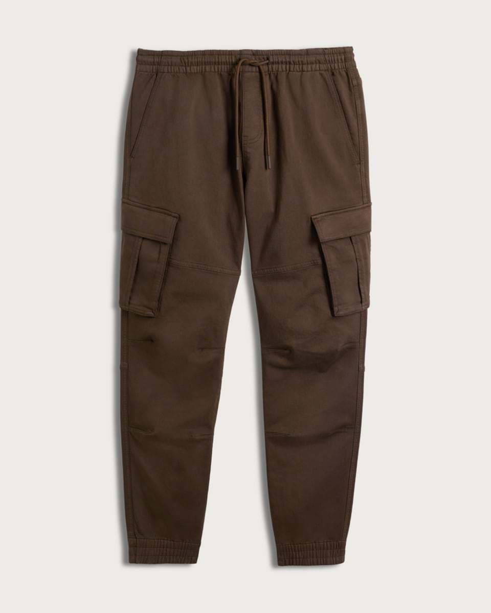 image 1 of F&F Cotton Rich Drawstring Cuffed Cargo Trousers in Tobacco