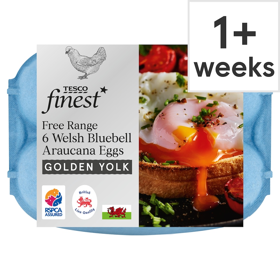 Tesco Finest Free Range Welsh Bluebell Araucana Eggs 6 Pack