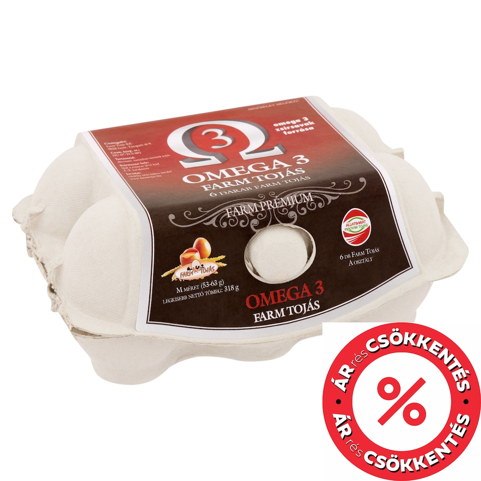 Farm Tojás Prémium Omega 3 tojás M 6 db