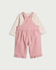 image 2 of F&F Baby 2-Piece Floral Bodysuit and Striped Dungaree Set in Pink