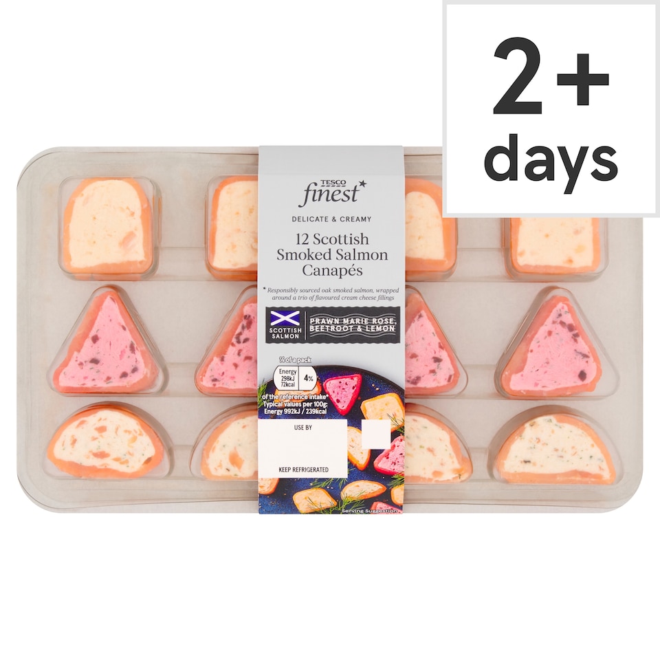 Tesco Finest 12 Scottish Smoked Salmon Canapes 120g 