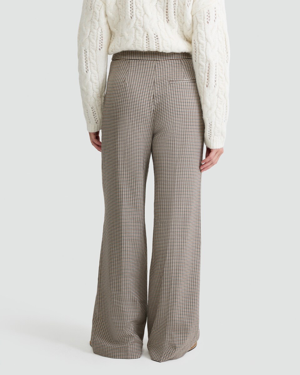image 1 of The F&F Edit Checked Wide Leg Trousers in Brown