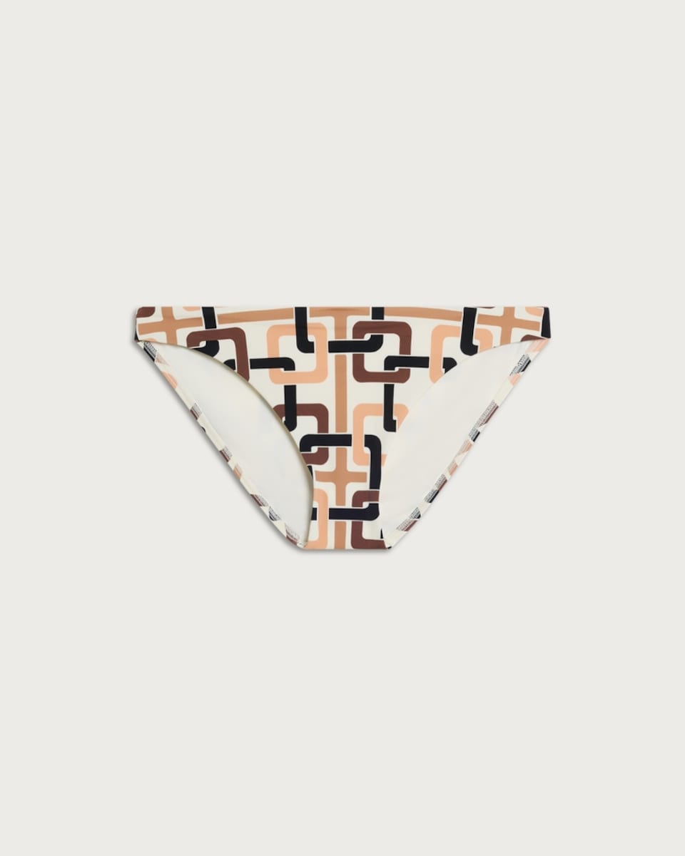 image 1 of F&F Chain Print Bikini Bottoms in Multi Orange