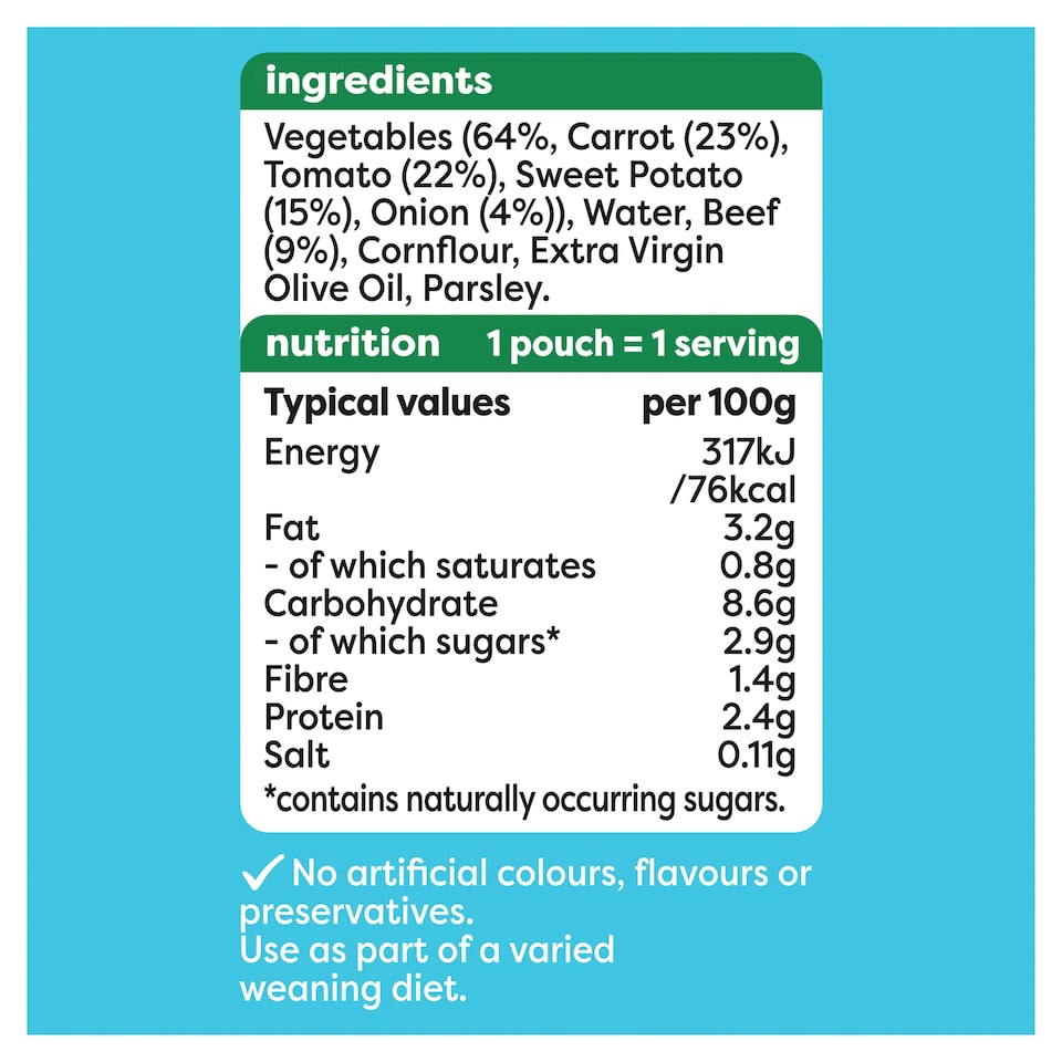 image 1 of Heinz Sweet Potato & Beef Casserole Baby Food Pouch 130g