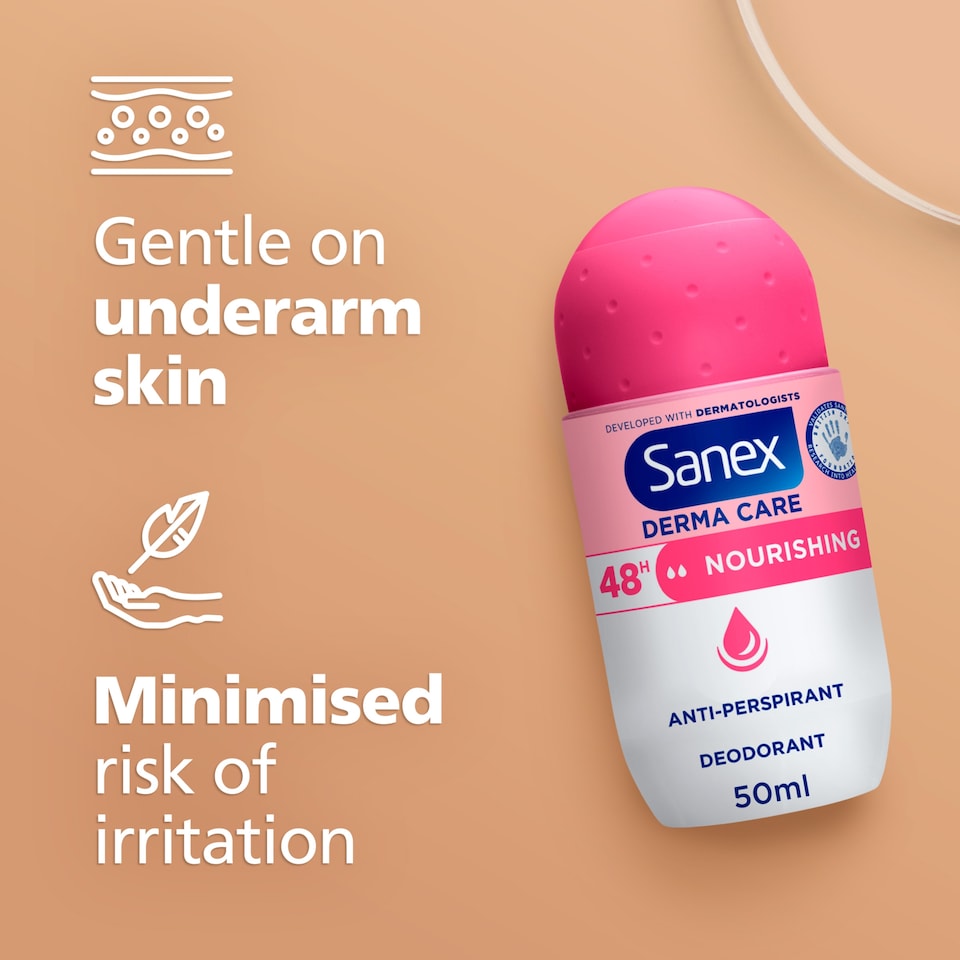image 1 of Sanex Derma Care Nourishing 48-Hour Antiperspirant Roll-On Deodorant 50ml