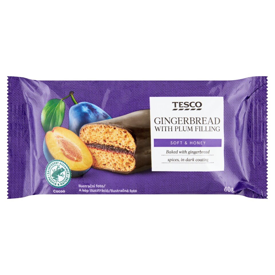 Tesco Honey Gingerbread with Plum-Flavored Filling and Dark Coating 60g