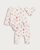 image 1 of F&F Baby 3-Piece Cotton Rich Biscuit Bodysuit, Joggers and Bib Set in Pink