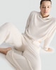 image 2 of The F&F Edit Ribbed Cropped Hoodie and Wide Leg Trousers Lounge Set in Cream