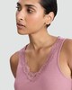 image 1 of F&F Soft Touch Ribbed Lace Trim Thermal Cami Top in Pink