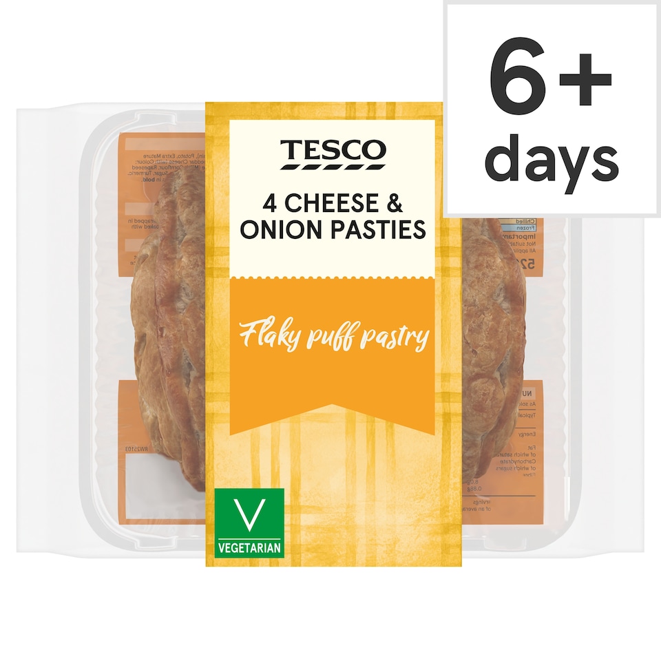 image 1 of Tesco 4 Cheese & Onion Pasties 520g
