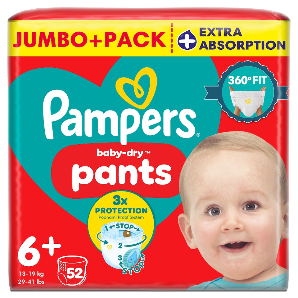 image 1 of Pampers Baby-Dry Nappy Pants Size 6+ Jumbo+ Pack 52 Pack