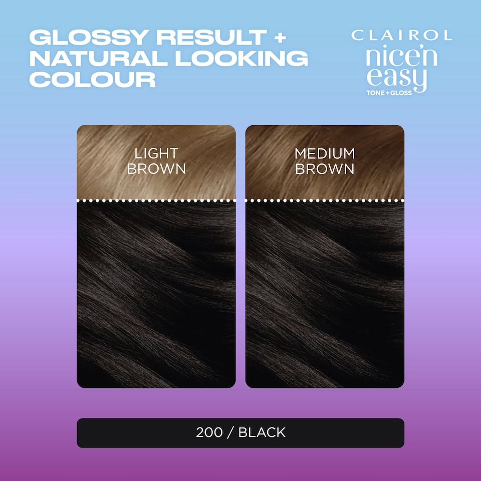 image 1 of CLAIROL NICE'N EASY TONE+GLOSS SEMI PERMANENT HAIR DYE - 200/83 BLACK