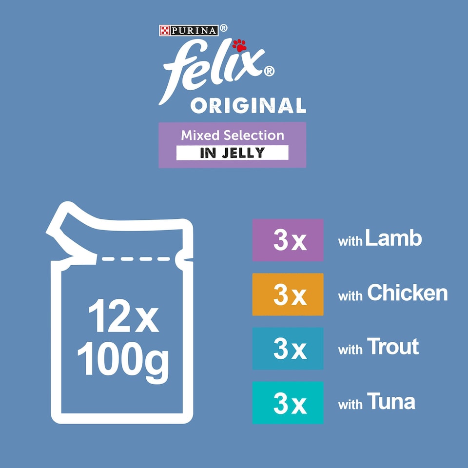 image 1 of Felix Senior Cat Food Mixed Selection In Jelly 12X100g