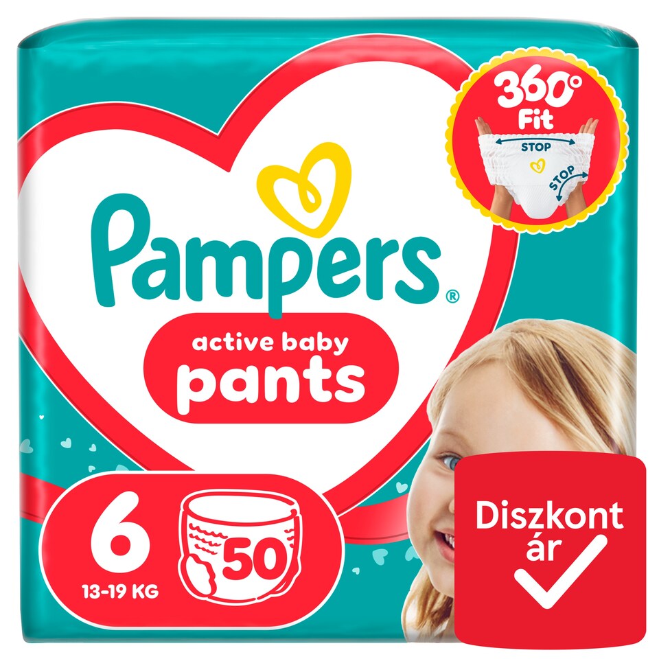 Pampers Active Baby Bugyipelenka, Méret: 6, 50 db Pelenka, 13kg-19kg  1. kép