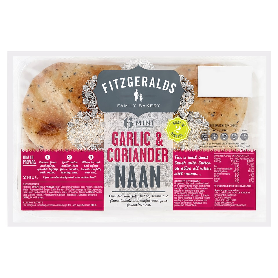 Fitzgeralds 6 Mini Garlic And Coriander Nan