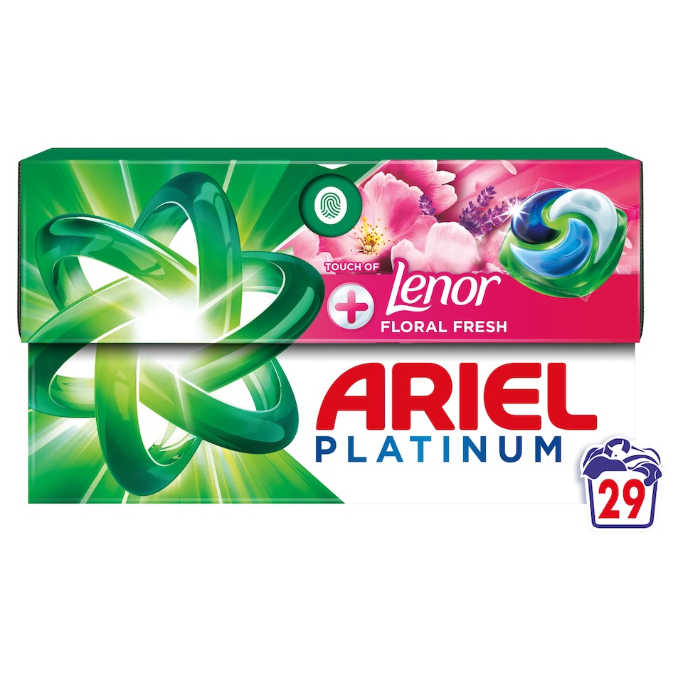 image 1 of Ariel Platinum Washing Liquid Pods with Lenor 29 Washes 565.5G