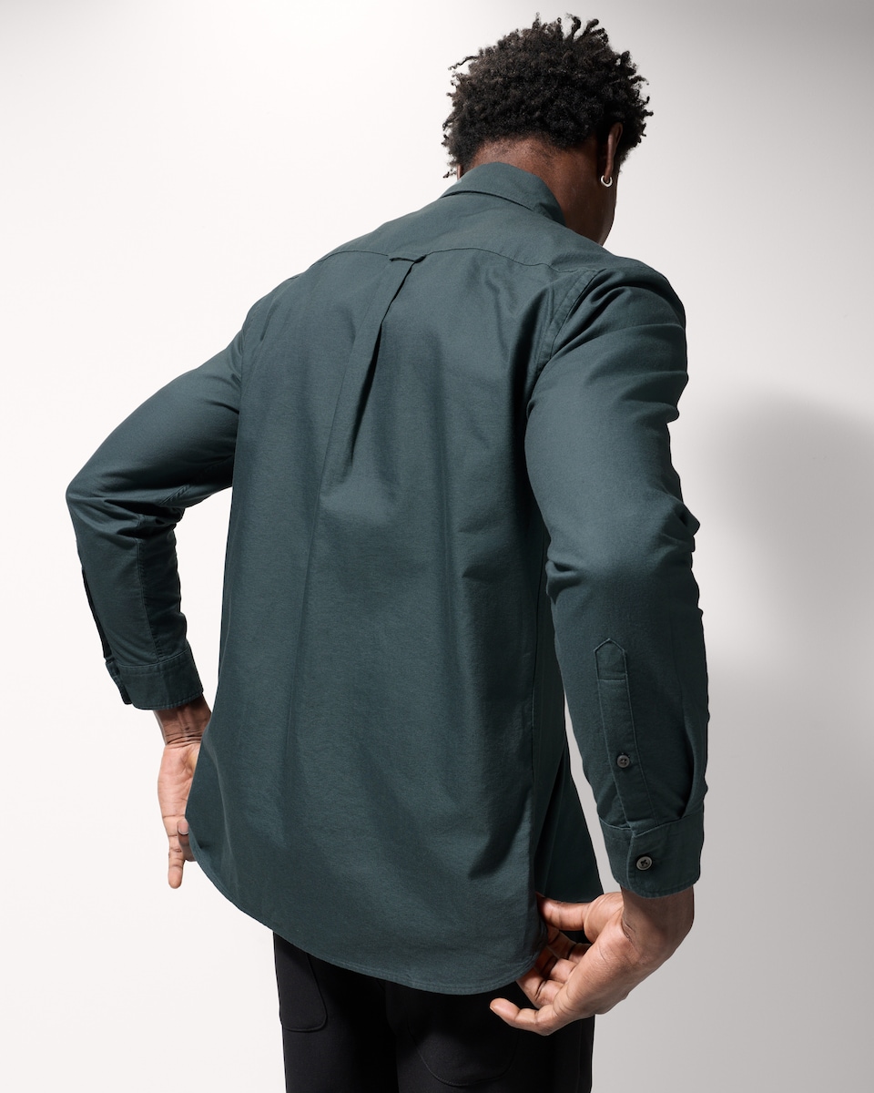 image 1 of F&F Pure Cotton Long Sleeved Oxford Shirt in Green