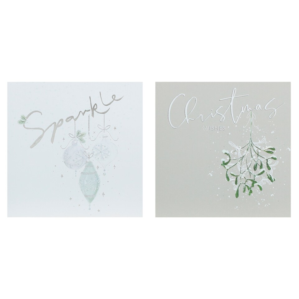 Tesco Luxury Mistle Toe & Sparkle Cards 10 Pack