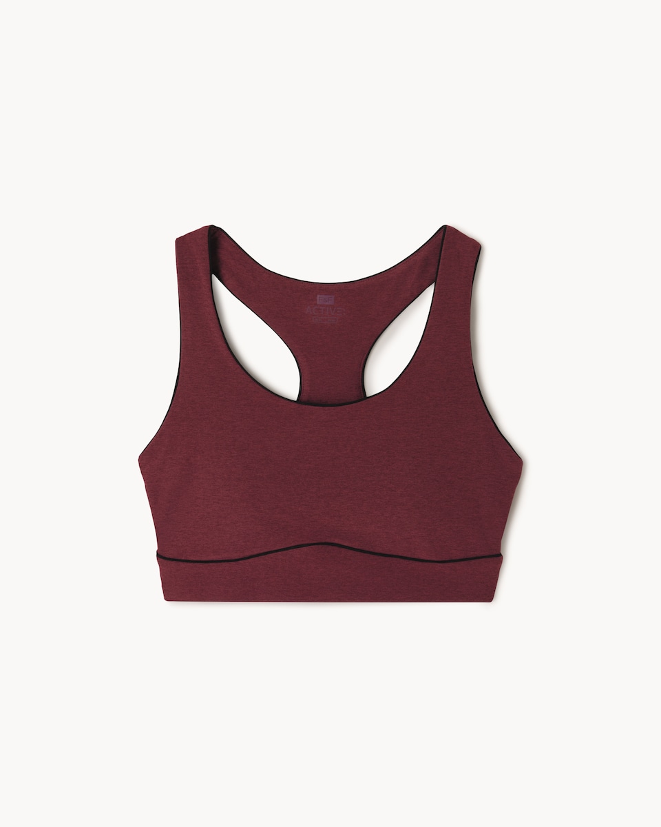 image 1 of F&F Active ULTRASTRETCH Cropped Racerback Vest in Burgundy