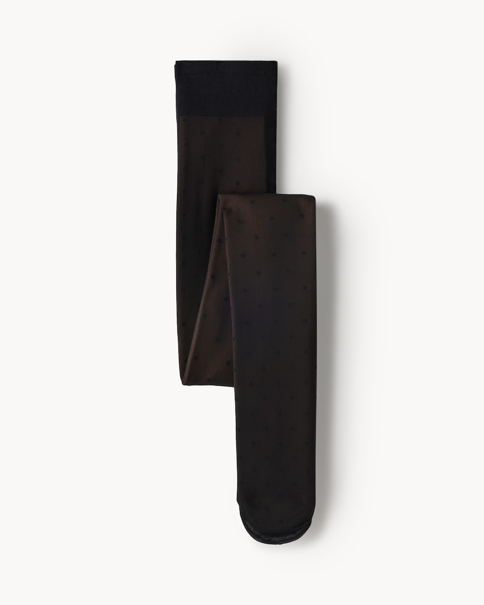 image 1 of F&F WARMPLUS™ Extra Warmth Polka Dot Thermal Tights in Black