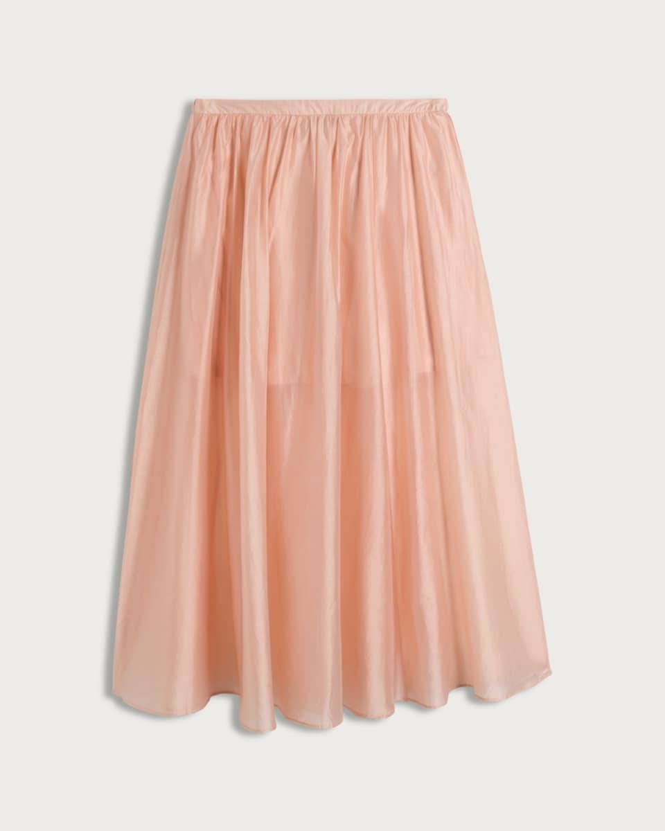 image 1 of F&F Lyocell Rich Gathered Co-ord Midi Skirt in Pink