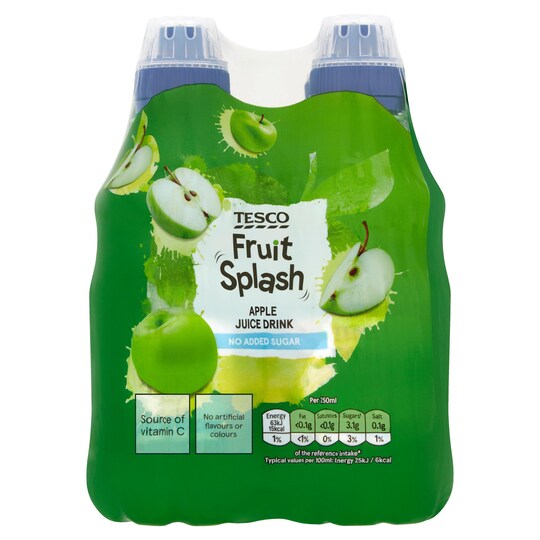 Tesco Fruit Splash Apple 4 X 250Ml Tesco Groceries