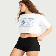 OH ME OH MY Textured Lace Trim Shorts in Black