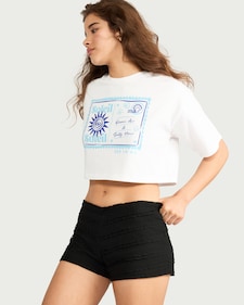 OH ME OH MY Textured Lace Trim Shorts in Black