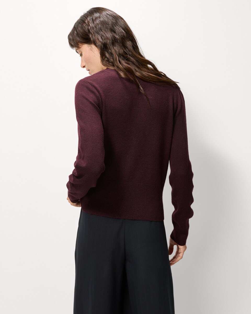 image 1 of F&F Knitted Long Sleeved Cardigan in Burgundy
