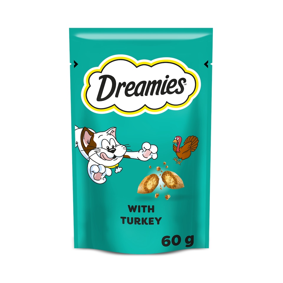 image 1 of Dreamies Cat Treat Biscuits with Turkey 60g