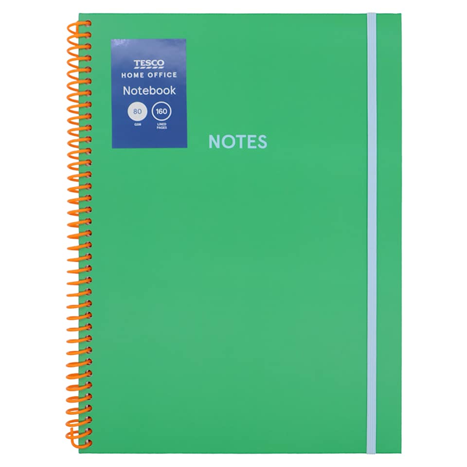 Tesco A4 Green Wiro Notebook