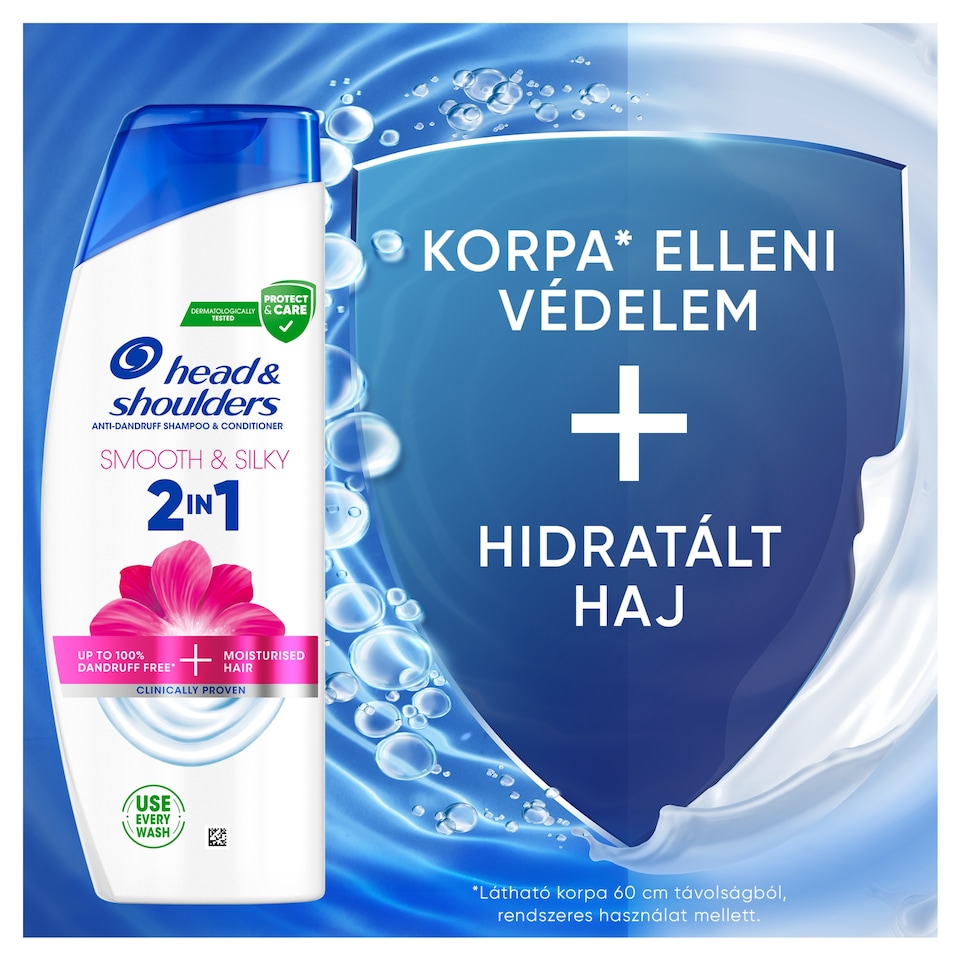 Head & Shoulders Smooth & Silky 2az1-ben korpa elleni sampon 330ml. Friss, tiszta érzet 1. kép