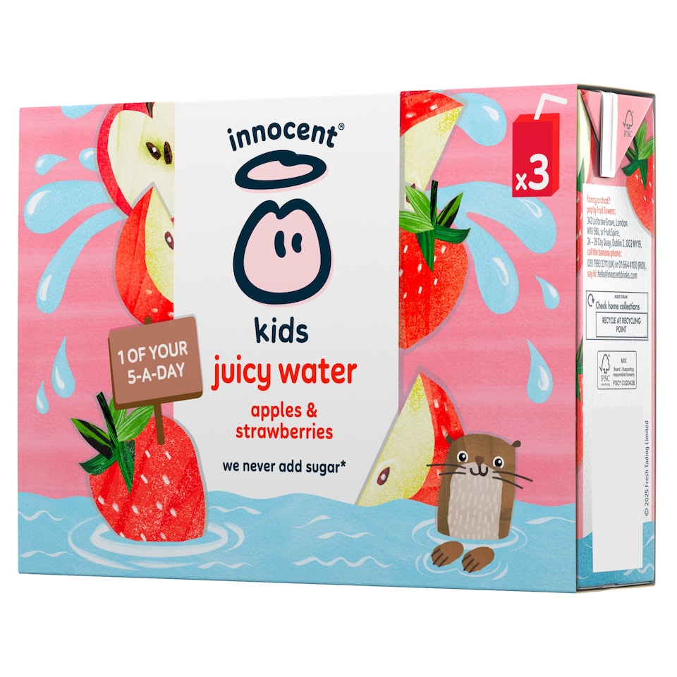 image 1 of innocent Kids Juicy Water Apple and Strawberry 3 x 200ml